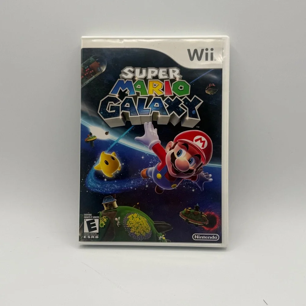 Nintendo Super Mario Galaxy Wii One Size White Excellent CIB Video Game Disc